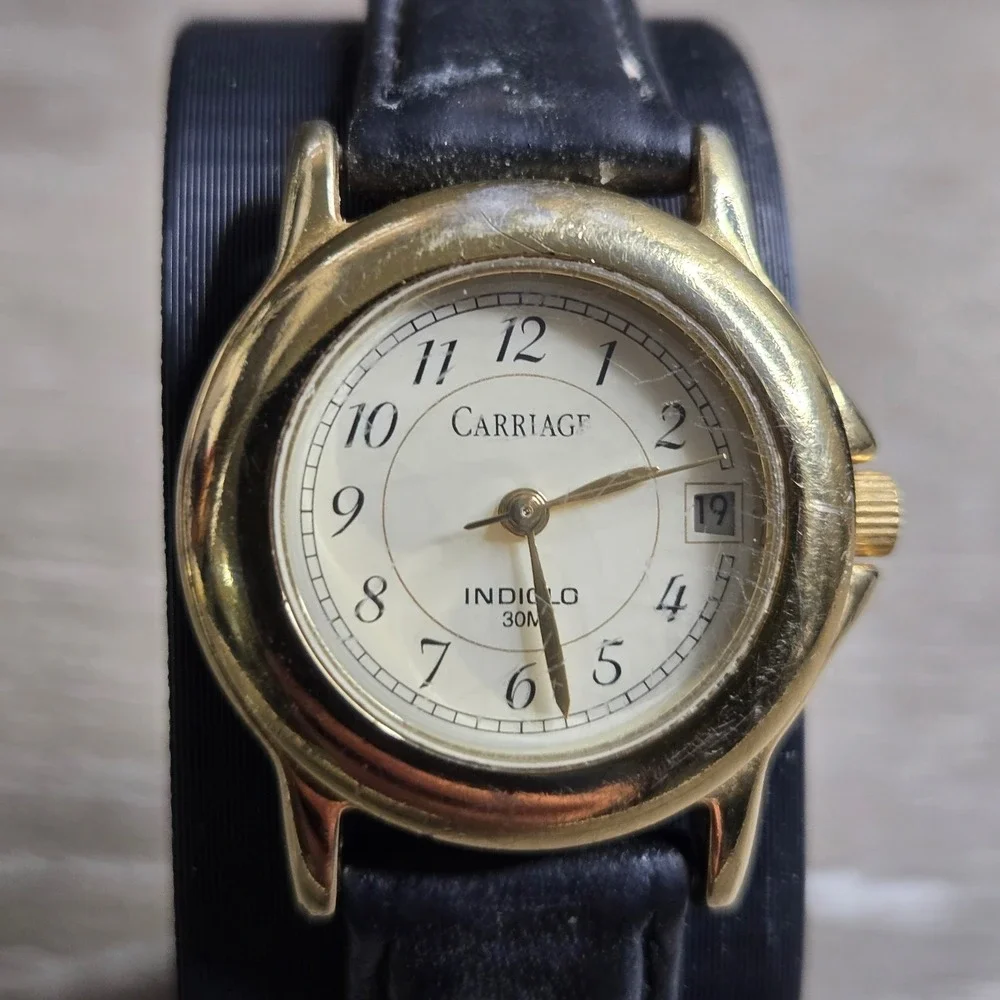 Carriage by Timex Indiglo Gold Tone Date Dial Women's Quartz Watch Tested